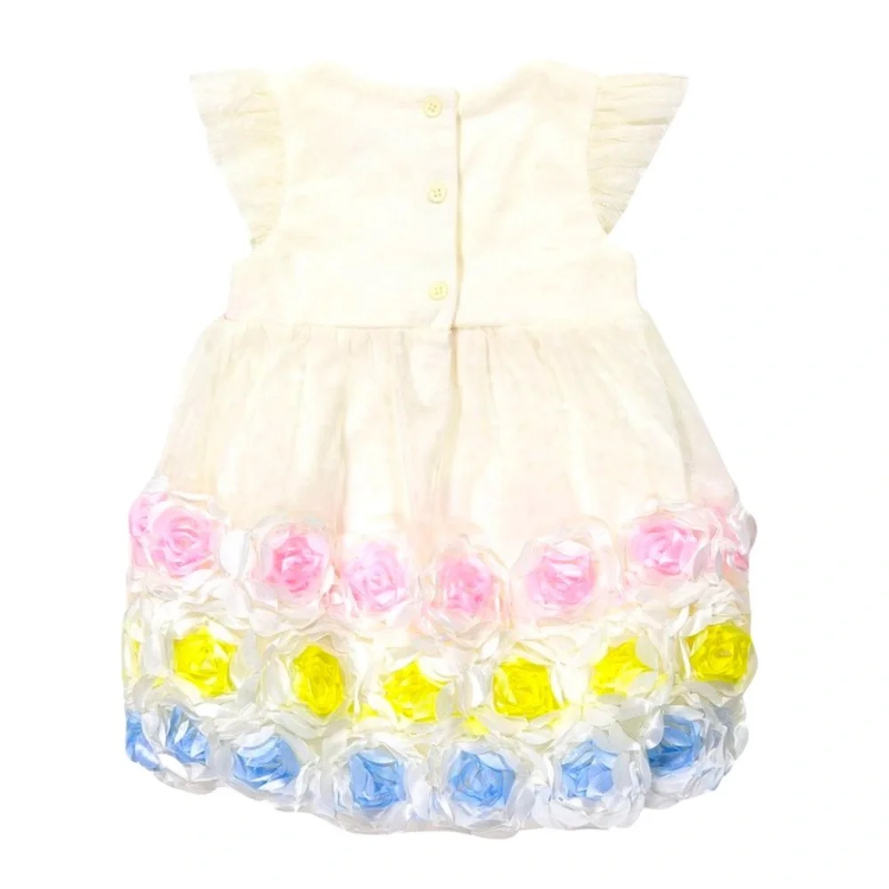 Nannette Baby Ivory Angle-Sleeve Romper 12 months